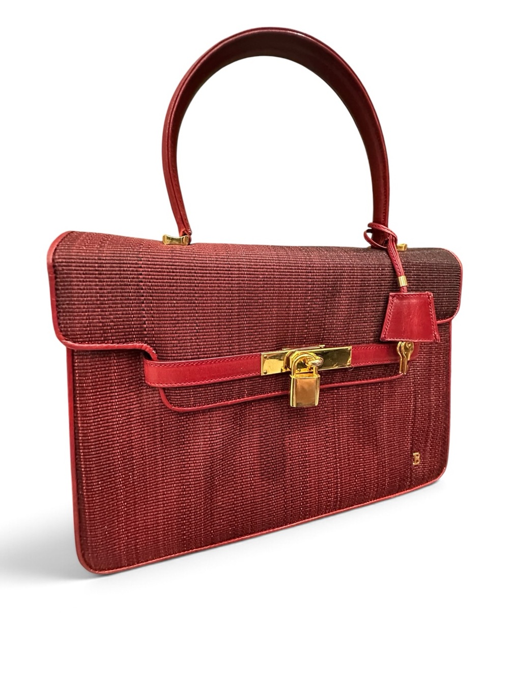 Bally leather and horse hair top handle